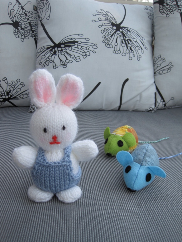 knitted bunny and mice