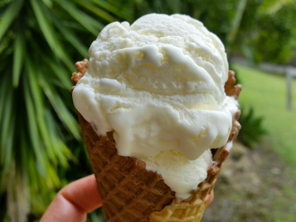 homemade ice cream in a waffle cone